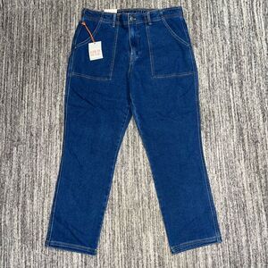 Knox Rose Women Large Straight Leg High Rise Denim Jeans Blue Patch‎ Pockets NWT